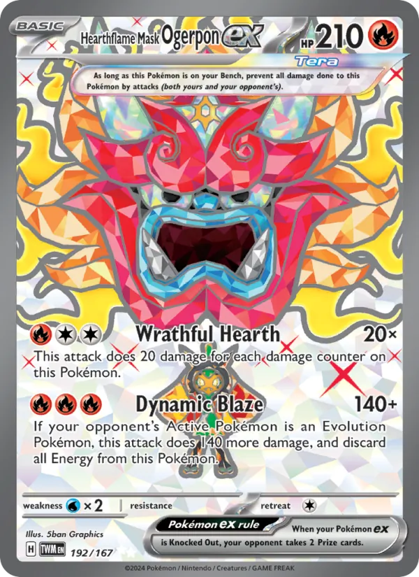 Hearthflame Mask Ogerpon ex — Twilight Masquerade #192 (Pokémon TCG card)