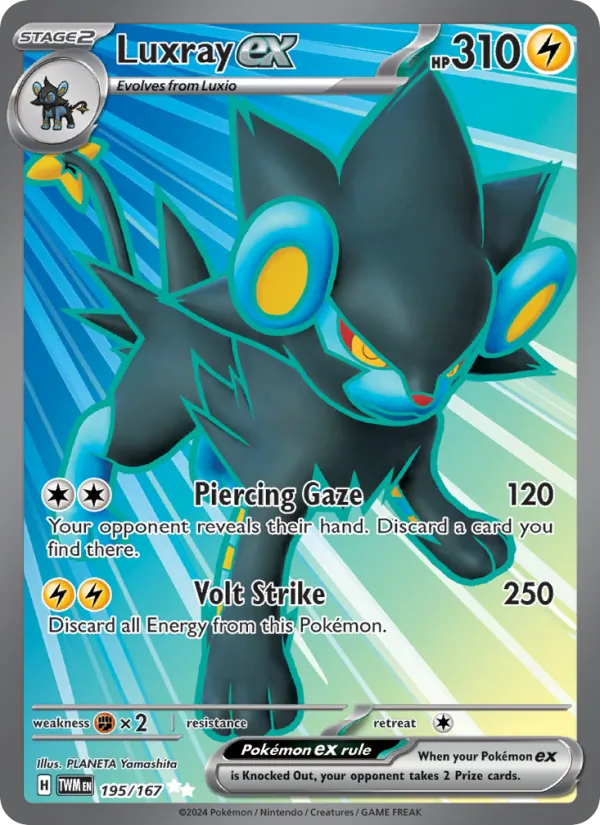 Luxray ex — Twilight Masquerade #195 (Pokémon TCG card)