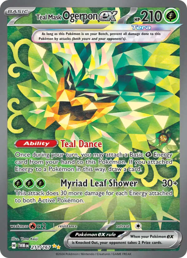 Teal Mask Ogerpon ex — Twilight Masquerade #211 (Pokémon TCG card)