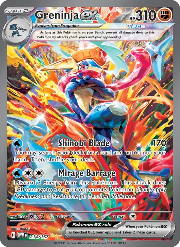 Greninja ex — Twilight Masquerade #214 (Pokémon TCG card)