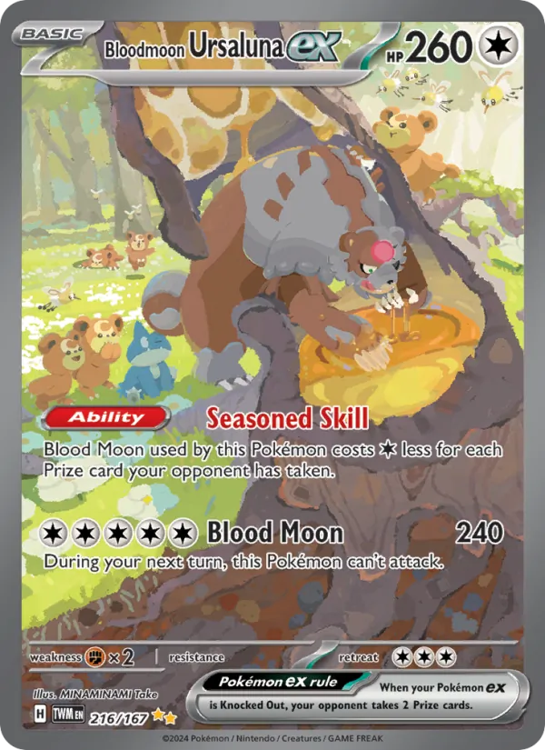 Bloodmoon Ursaluna ex — Twilight Masquerade #216 (Pokémon TCG card)