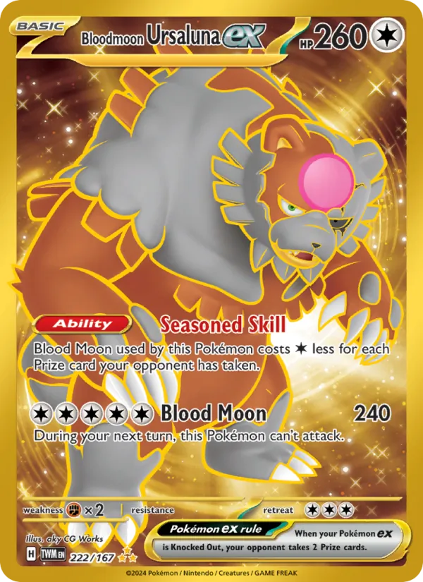 Bloodmoon Ursaluna ex — Twilight Masquerade #222 (Pokémon TCG card)