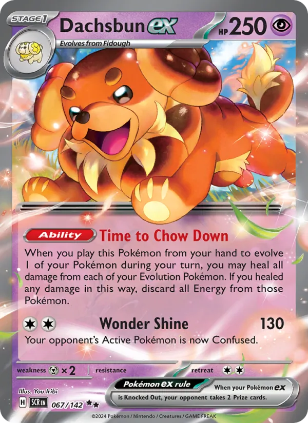 Dachsbun ex — Stellar Crown #067 (Pokémon TCG card)