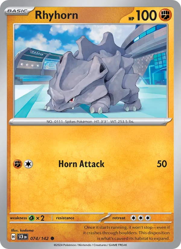 Rhyhorn — Stellar Crown #074 (Pokémon TCG card)