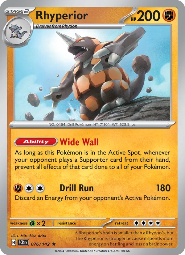 Rhyperior — Stellar Crown #076 (Pokémon TCG card)