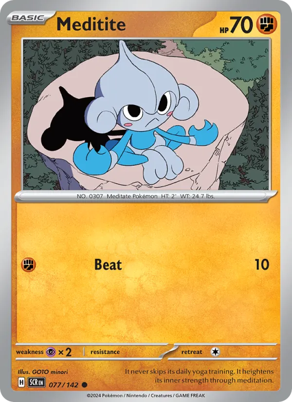 Meditite — Stellar Crown #077 (Pokémon TCG card)