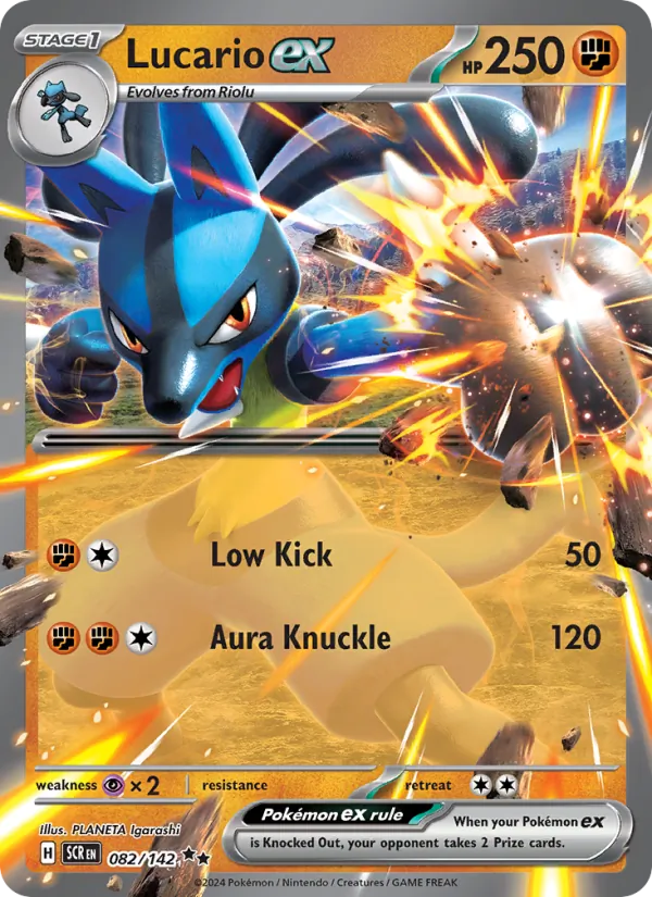 Lucario ex — Stellar Crown #082 (Pokémon TCG card)