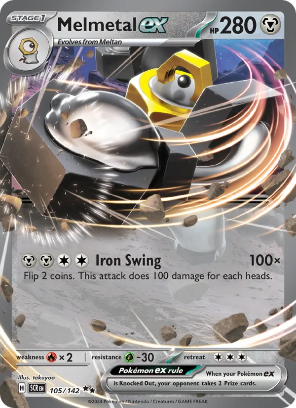 Melmetal ex — Stellar Crown #105 (Pokémon TCG card)