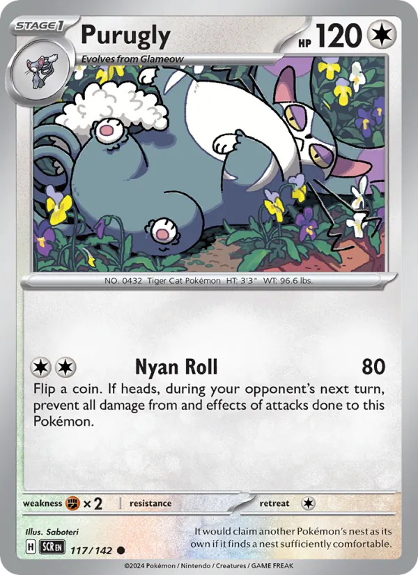 Purugly — Stellar Crown #117 (Pokémon TCG card)