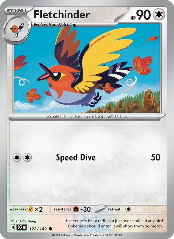 Fletchinder — Stellar Crown #122 (Pokémon TCG card)