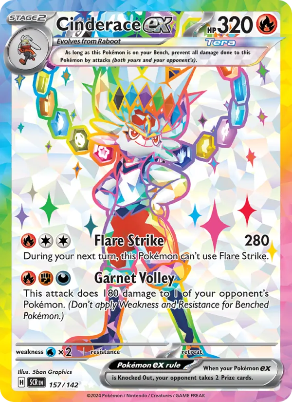 Cinderace ex — Stellar Crown #157 (Pokémon TCG card)