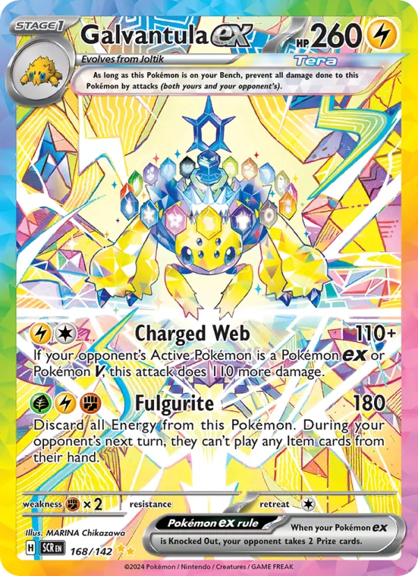 Galvantula ex — Stellar Crown #168 (Pokémon TCG card)