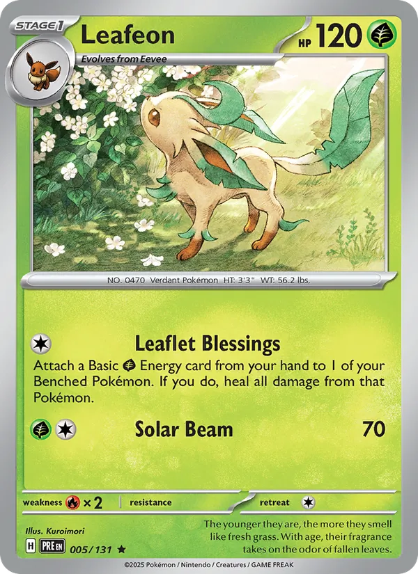 Leafeon — Prismatic Evolutions #005 (Pokémon TCG card)