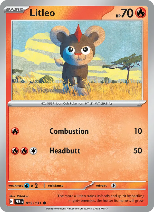 Litleo — Prismatic Evolutions #015 (Pokémon TCG card)