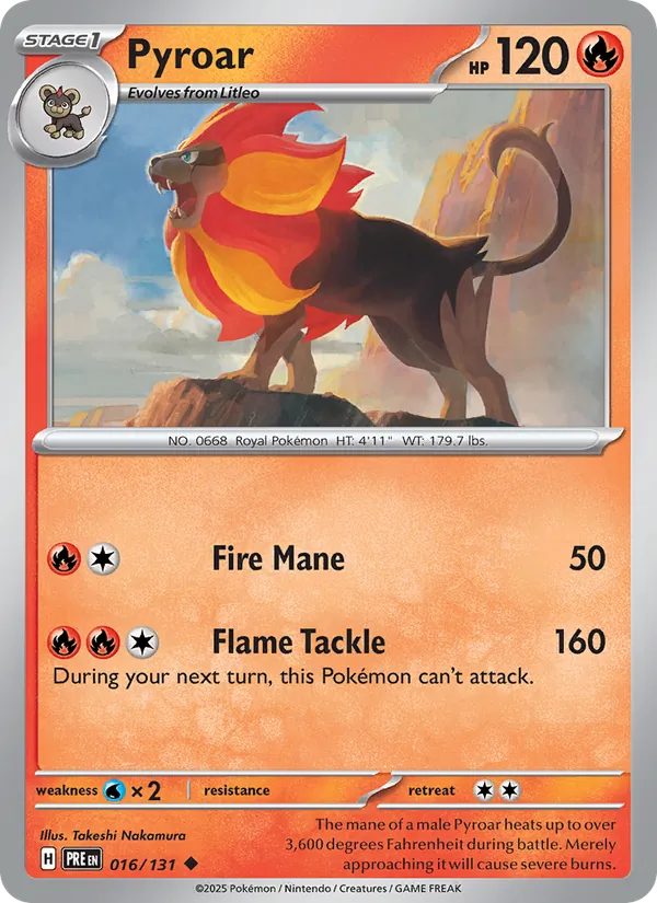 Pyroar — Prismatic Evolutions #016 (Pokémon TCG card)