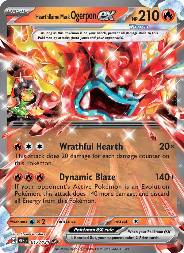 Hearthflame Mask Ogerpon ex — Prismatic Evolutions #017 (Pokémon TCG card)