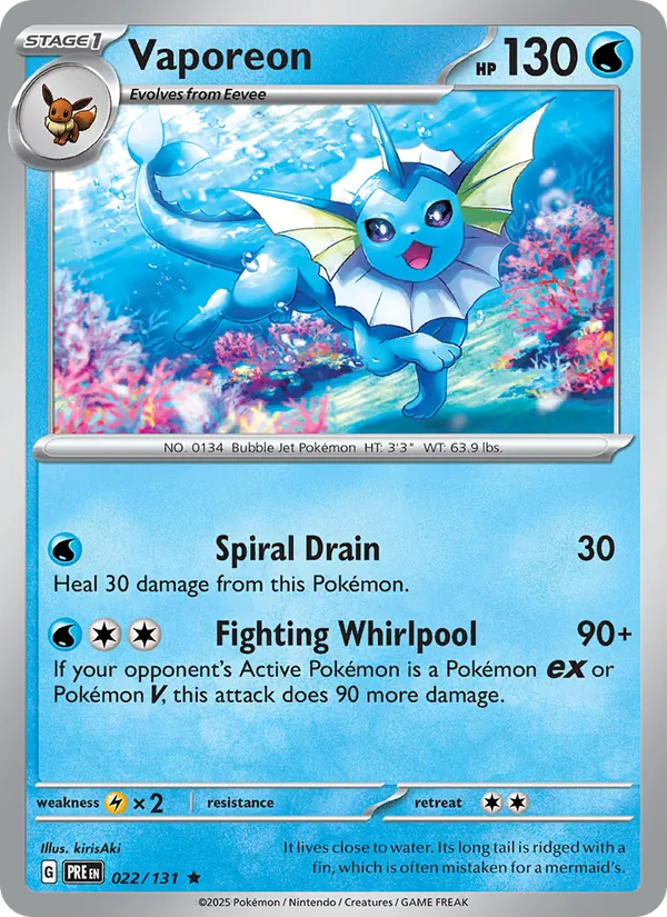 Vaporeon — Prismatic Evolutions #022 (Pokémon TCG card)