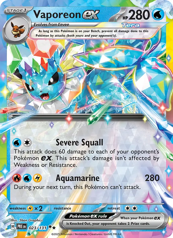 Vaporeon ex — Prismatic Evolutions #023 (Pokémon TCG card)
