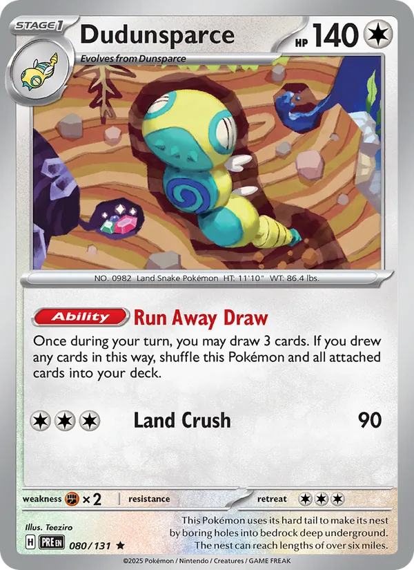 Dudunsparce — Prismatic Evolutions #080 (Pokémon TCG card)