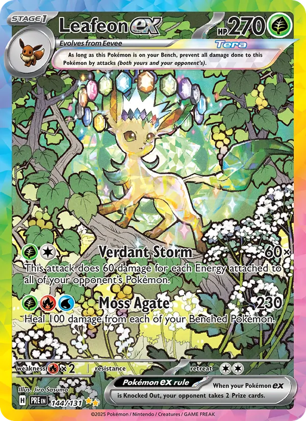 Leafeon ex — Prismatic Evolutions #144 (Pokémon TCG card)