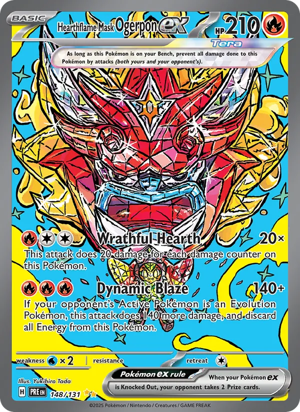 Hearthflame Mask Ogerpon ex — Prismatic Evolutions #148 (Pokémon TCG card)