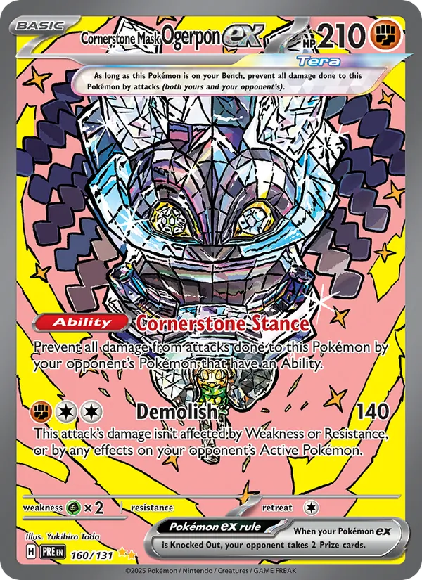 Cornerstone Mask Ogerpon ex — Prismatic Evolutions #160 (Pokémon TCG card)