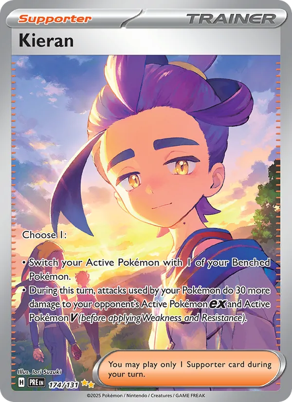 Kieran — Prismatic Evolutions #174 (Pokémon TCG card)