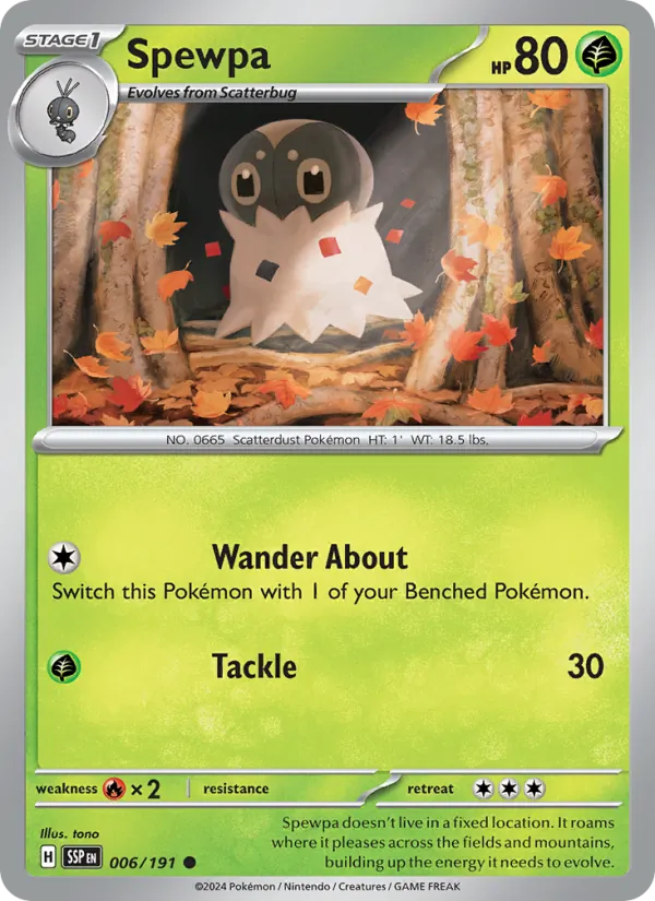 Spewpa — Surging Sparks #006 (Pokémon TCG card)