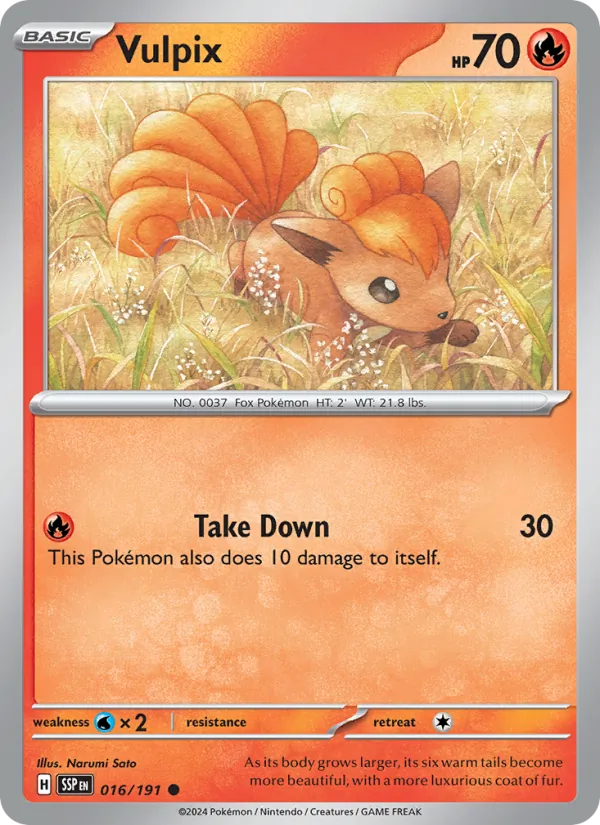 Vulpix — Surging Sparks #016 (Pokémon TCG card)