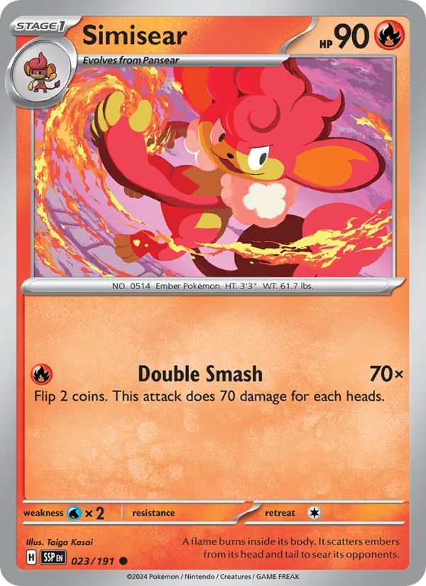 Simisear — Surging Sparks #023 (Pokémon TCG card)