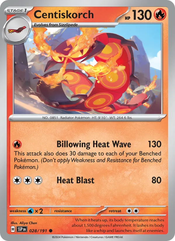 Centiskorch — Surging Sparks #028 (Pokémon TCG card)