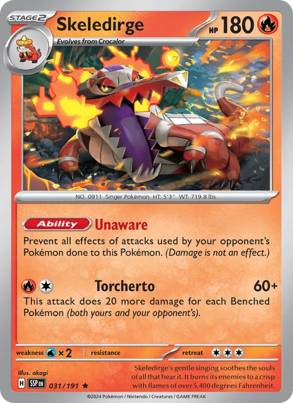 Skeledirge — Surging Sparks #031 (Pokémon TCG card)