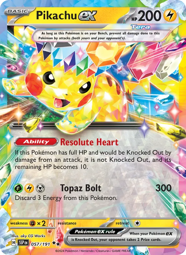 Pikachu ex — Surging Sparks #057 (Pokémon TCG card)