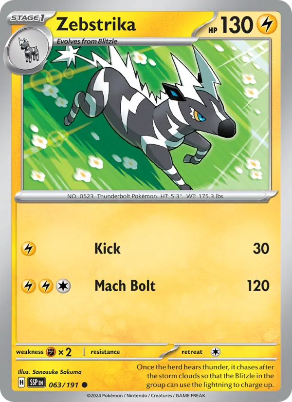 Zebstrika — Surging Sparks #063 (Pokémon TCG card)
