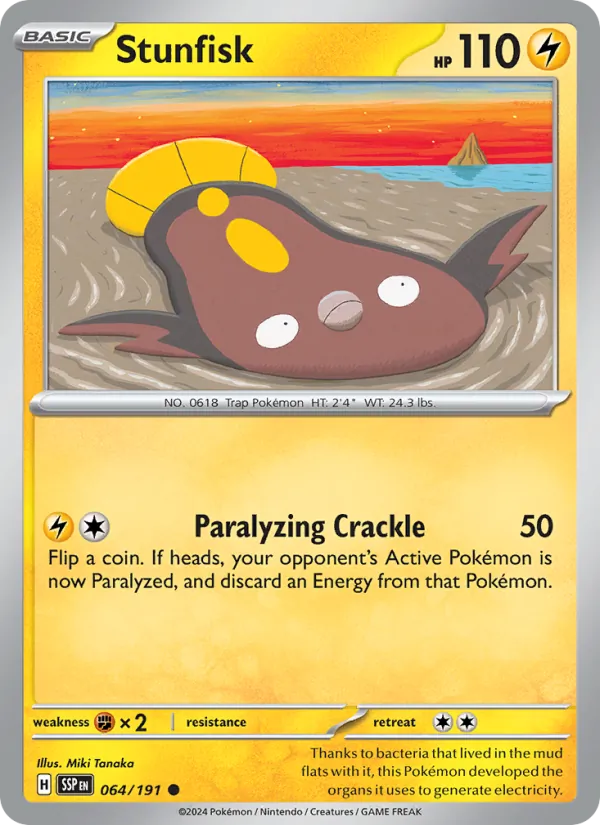 Stunfisk — Surging Sparks #064 (Pokémon TCG card)