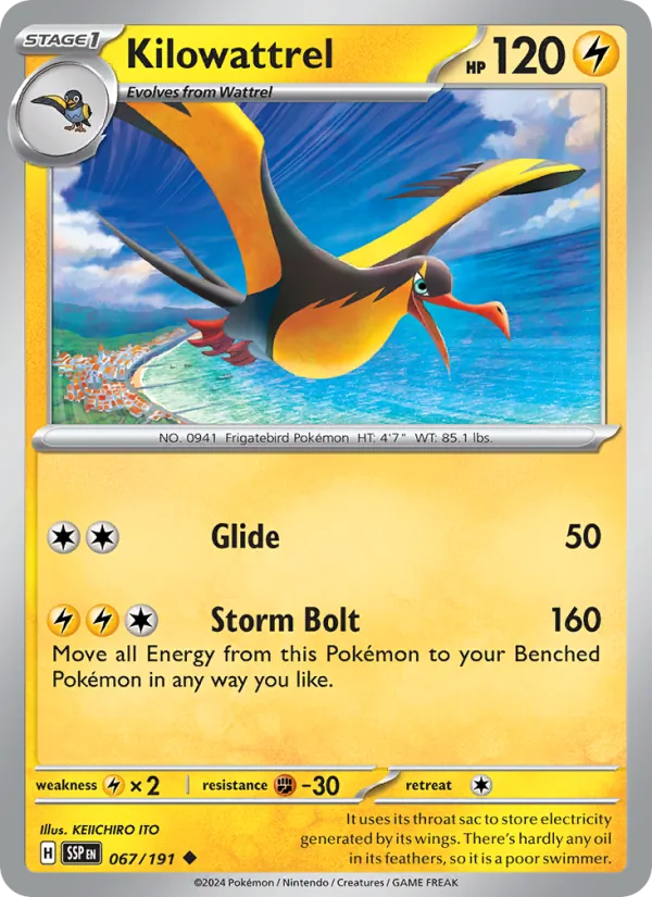 Kilowattrel — Surging Sparks #067 (Pokémon TCG card)