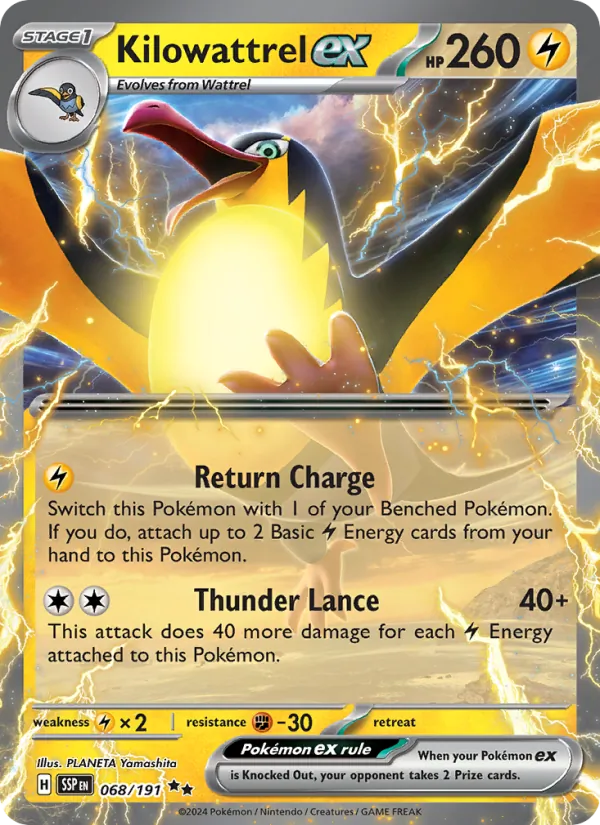 Kilowattrel ex — Surging Sparks #068 (Pokémon TCG card)