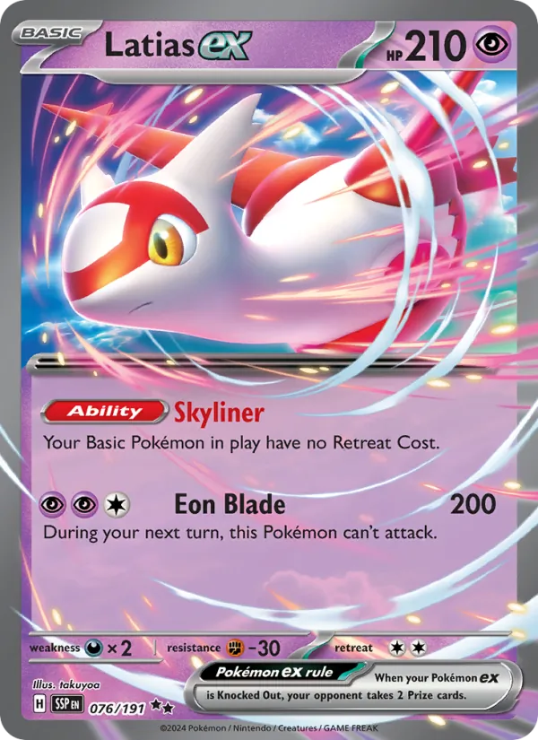 Latias ex — Surging Sparks #076 (Pokémon TCG card)