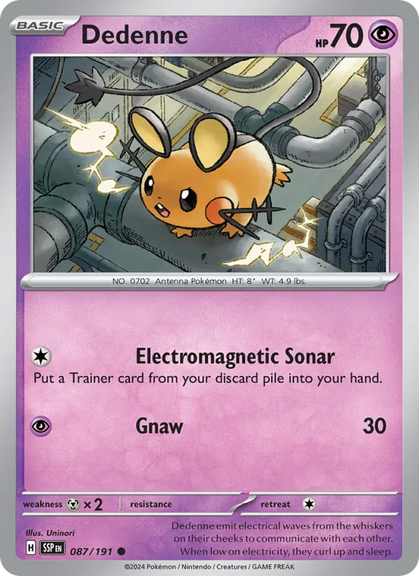 Dedenne — Surging Sparks #087 (Pokémon TCG card)