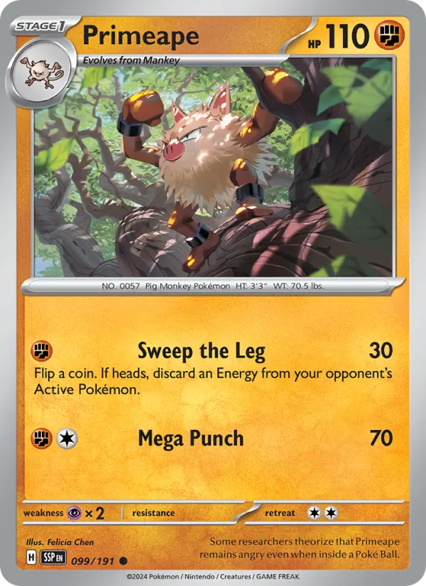 Primeape — Surging Sparks #099 (Pokémon TCG card)