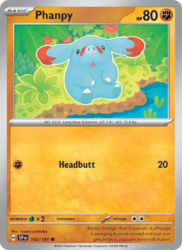 Phanpy — Surging Sparks #102 (Pokémon TCG card)