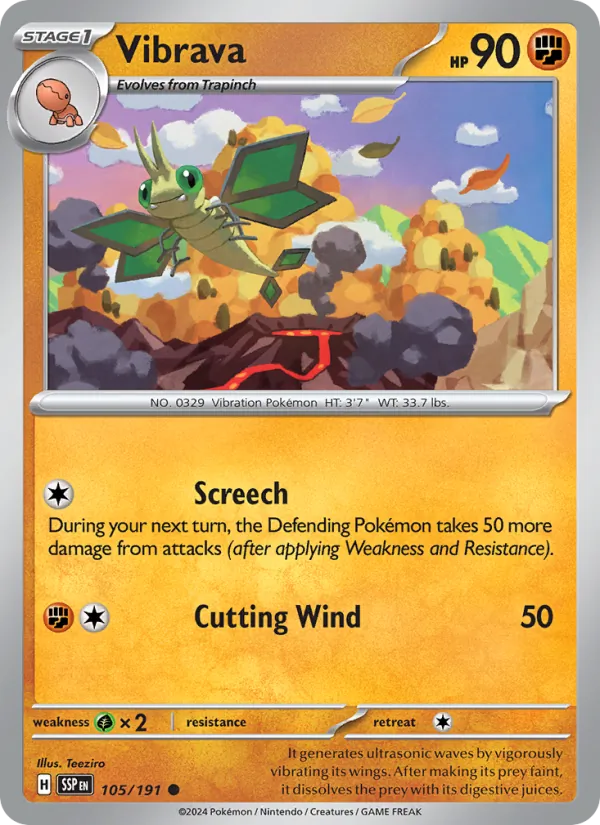 Vibrava — Surging Sparks #105 (Pokémon TCG card)