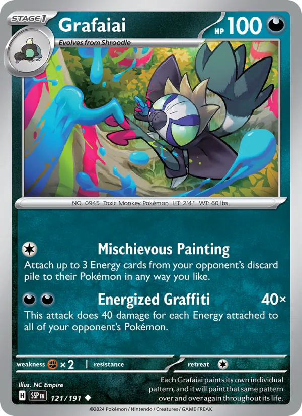Grafaiai — Surging Sparks #121 (Pokémon TCG card)