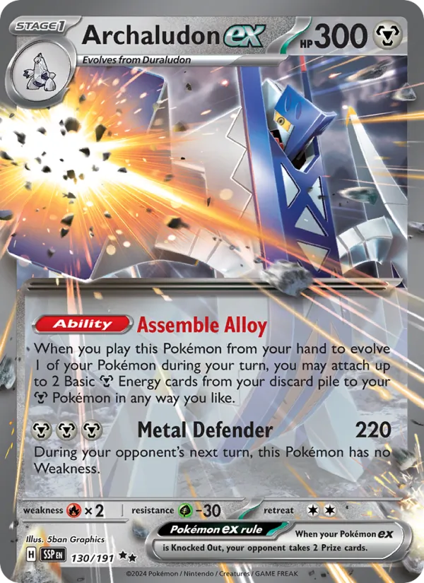 Archaludon ex — Surging Sparks #130 (Pokémon TCG card)