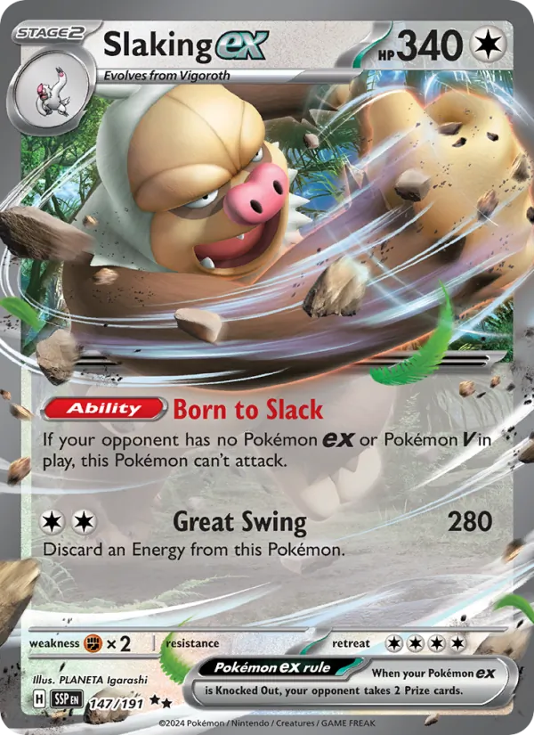 Slaking ex — Surging Sparks #147 (Pokémon TCG card)