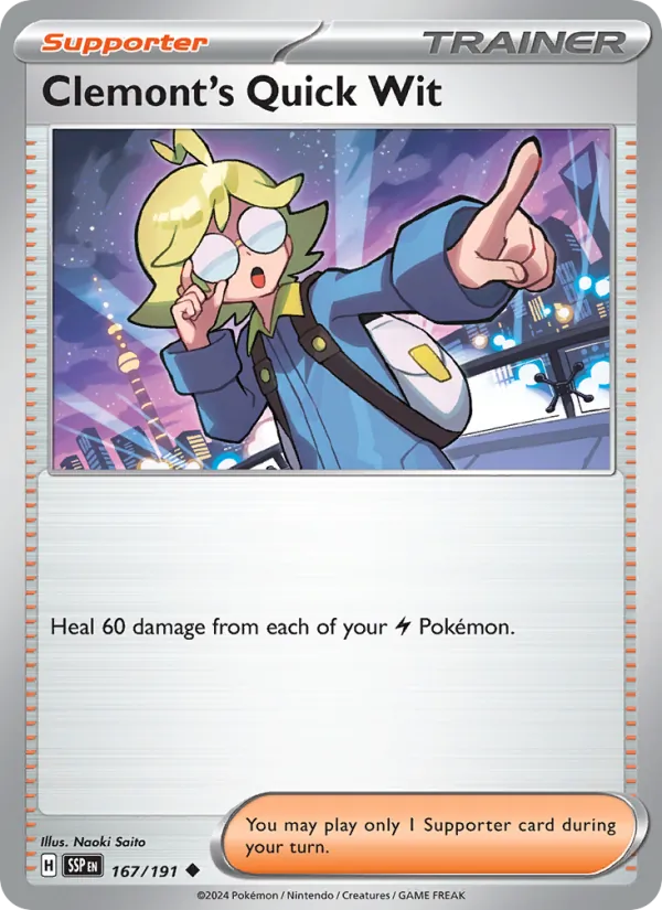 Clemont's Quick Wit — Surging Sparks #167 (Pokémon TCG card)