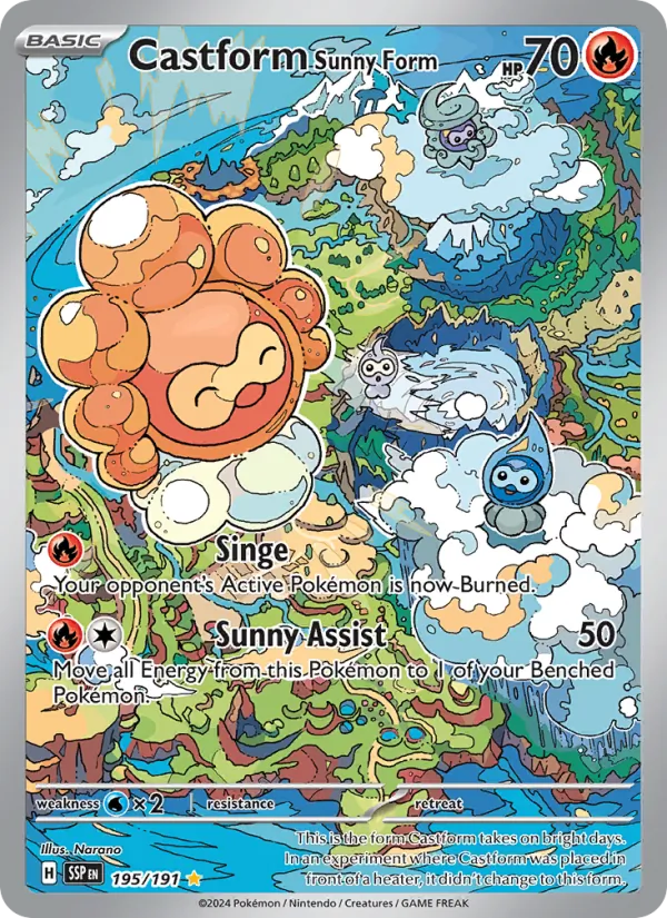 Castform Sunny Form — Surging Sparks #195 (Pokémon TCG card)