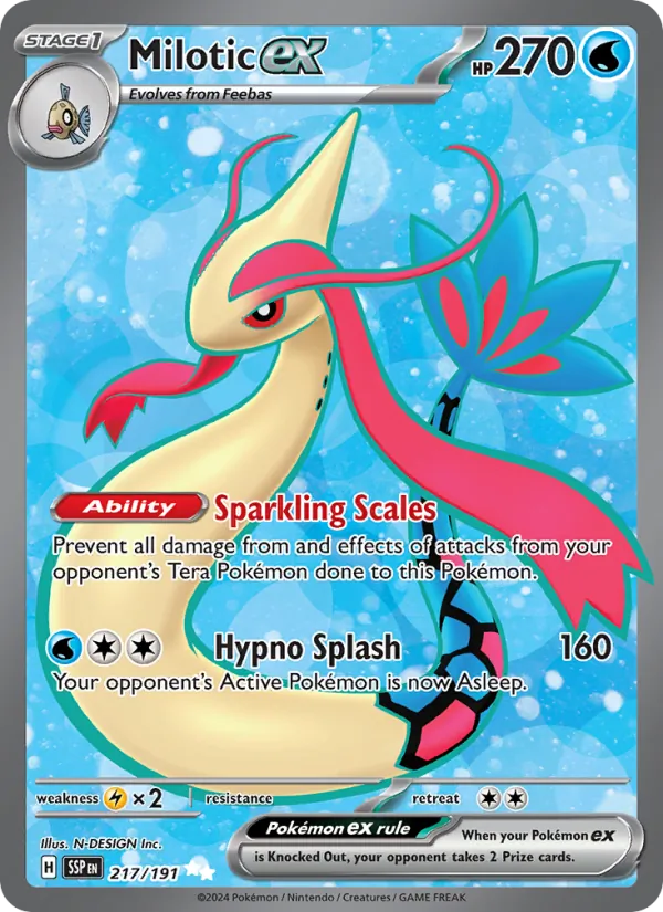 Milotic ex — Surging Sparks #217 (Pokémon TCG card)
