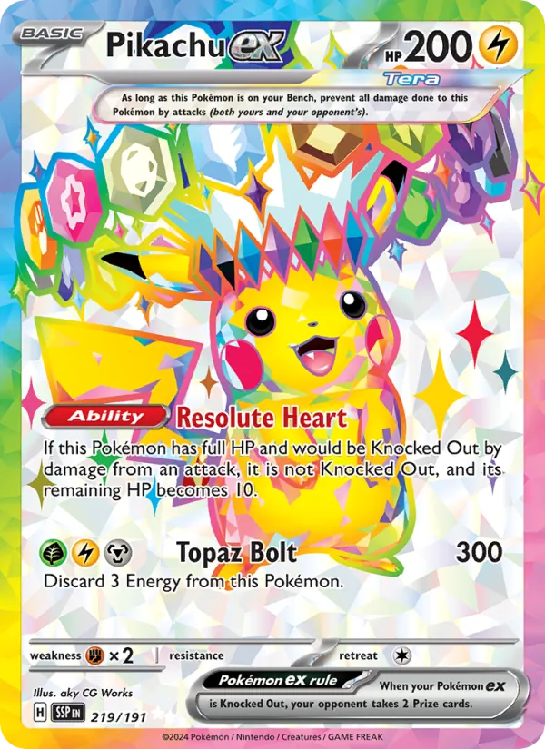 Pikachu ex — Surging Sparks #219 (Pokémon TCG card)