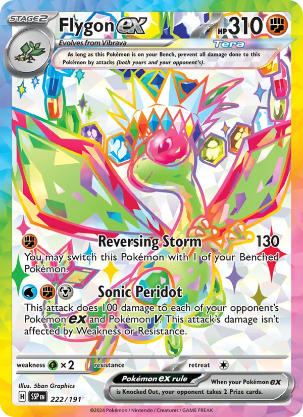 Flygon ex — Surging Sparks #222 (Pokémon TCG card)